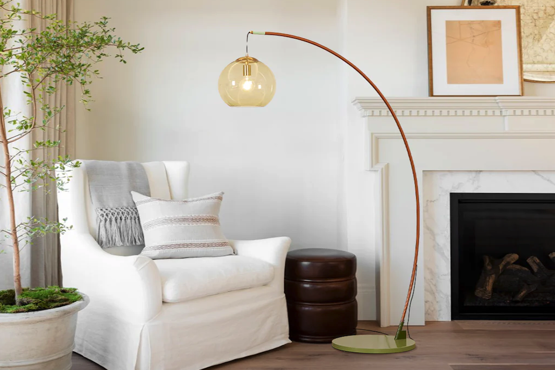 Sleek Glass Shade Floor Lamp